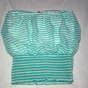 Striped Tube Top‎ Smocked Bandeau Sleeveless Casual Summer Top